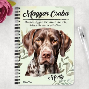 Személyre szabható - Német rövidszőrű vizsla portré mintás A6-os füzet - otthon & életmód - papír, írószer - jegyzetfüzet & napló - Meska.hu