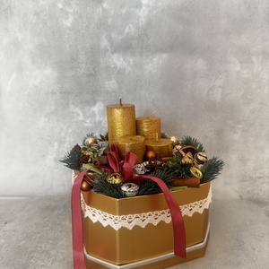 Adventi box, Karácsony, Adventi díszek, Adventi gyertyadíszek és koszorúdíszek, Virágkötés, MESKA
