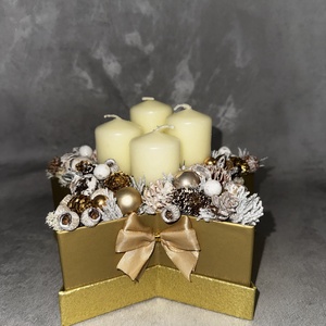 Csillag alakú adventi box, Karácsony, Adventi díszek, Adventi gyertyadíszek és koszorúdíszek, Virágkötés, MESKA