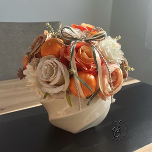 Őszi selyemvirágos asztaldísz - otthon & életmód - dekoráció - asztal és polc dekoráció - asztaldísz - Meska.hu