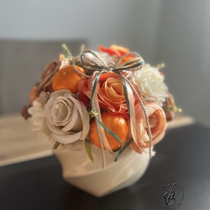 Őszi selyemvirágos asztaldísz - otthon & életmód - dekoráció - asztal és polc dekoráció - asztaldísz - Meska.hu