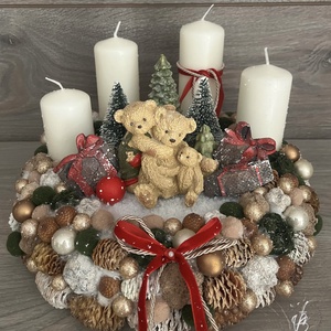 Adventi macis koszorú, Karácsony, Adventi díszek, Adventi gyertyadíszek és koszorúdíszek, Virágkötés, MESKA
