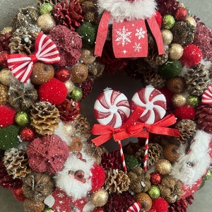 Ajtódísz, Karácsony, Karácsonyi lakásdekoráció, Karácsonyi ajtódíszek, Virágkötés, MESKA