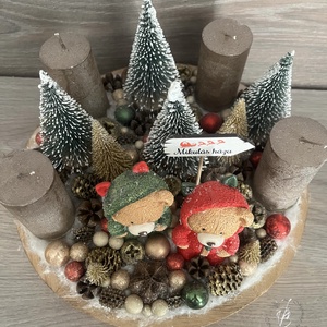 Klasszikus színek,cuki macis adventi - karácsony - adventi díszek - adventi koszorú - Meska.hu
