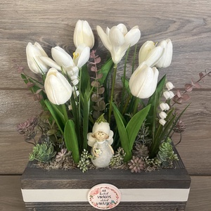 Tavaszi asztaldísz - ünnepi díszek, dekorációk - húsvéti díszek és dekorációk - húsvéti virágos díszek - Meska.hu