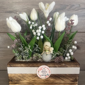 Tavaszi asztaldísz, Ünnepi díszek, dekorációk, Húsvéti díszek és dekorációk, Húsvéti asztaldíszek, Virágkötés, MESKA