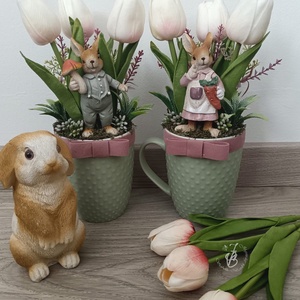 Bögrés dekor nyuszival - Meska.hu