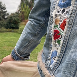 Újrahasznosított farmer kabát - ruha & divat - női ruha - kabát - Meska.hu