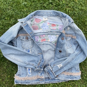 Újrahasznosított farmer kabát - ruha & divat - női ruha - kabát - Meska.hu