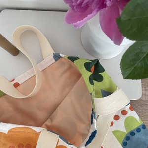 Upcycling virágos vászontáska - Meska.hu