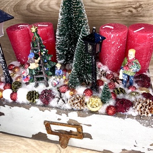 Fiókos adventi asztaldísz - karácsony - adventi díszek - adventi asztaldísz - Meska.hu