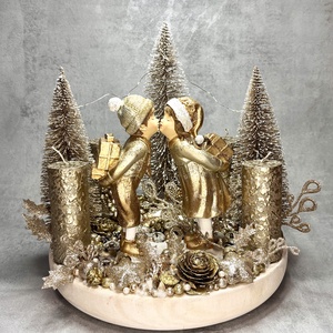 Adventi tál, pezsgő színvilág - karácsony - adventi díszek - adventi koszorú - Meska.hu