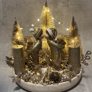 Adventi tál, pezsgő színvilág - karácsony - adventi díszek - adventi koszorú - Meska.hu