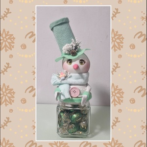 Hóember bon bon tartó üveg - Meska.hu