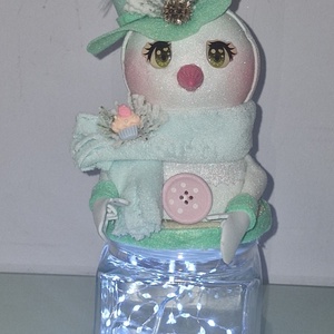 Hóember bon bon tartó üveg - karácsony - karácsonyi lakásdekoráció - karácsonyi manók, figurák - Meska.hu