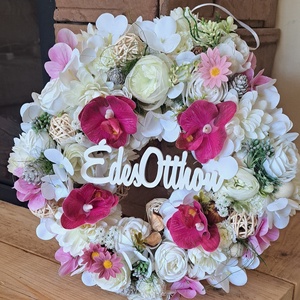 Édes Otthon kopogtató , Otthon & Életmód, Dekoráció, Ajtó- és ablak dekoráció, Ajtódísz & Kopogtató, Virágkötés, MESKA