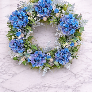 Hatalmas hortenziás ajtódísz, Otthon & Életmód, Dekoráció, Ajtó- és ablak dekoráció, Ajtódísz & Kopogtató, Virágkötés, MESKA