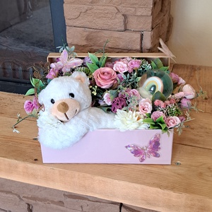 Macis virágbox , Baba - mama, Keresztelő kellékek, Keresztelőajándékok, Virágkötés, MESKA