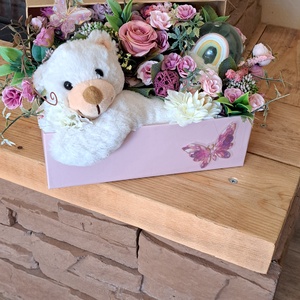 Macis virágbox  - baba - mama - keresztelő kellékek - keresztelőajándékok - Meska.hu