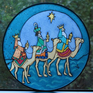 Három királyok karácsonyi selyem ablakkép - karácsony - adventi díszek - adventi ablakdekoráció - Meska.hu
