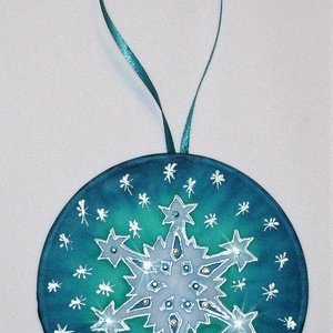 Kristályokkal díszített hópihe selyem mandala karácsonyfadísz - Meska.hu
