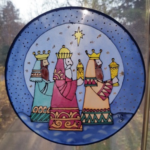 Három királyok karácsonyi selyem ablakkép - karácsony - karácsonyi lakásdekoráció - karácsonyi ablakdíszek, ablakmatricák - Meska.hu