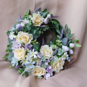 Rózsás, levendulás ajtódÍsz - otthon & életmód - dekoráció - ajtó- és ablak dekoráció - ajtódísz & kopogtató - Meska.hu