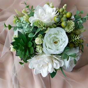 Kövirózsás fehér menyasszonyi csokor - esküvő - menyasszonyi- és dobócsokor - Meska.hu