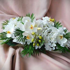 Elegáns asztaldísz fehér orchideával és hortenziával - otthon & életmód - dekoráció - asztal és polc dekoráció - asztaldísz - Meska.hu