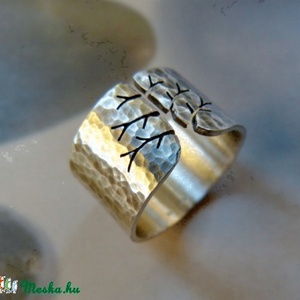 Fa ezüst gyűrű (széles, kalapált), Ékszer, Gyűrű, Kerek gyűrű, Ékszerkészítés, MESKA