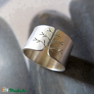 Fa ezüst gyűrű (széles, matt) - ékszer - gyűrű - kerek gyűrű - Meska.hu