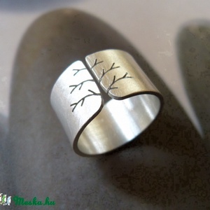Fa ezüst gyűrű (széles, matt) - ékszer - gyűrű - kerek gyűrű - Meska.hu