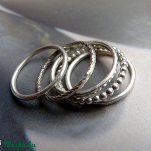 Ezüst gyűrű szett, 5 karika -  - Meska.hu