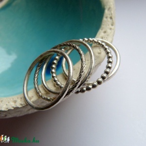 Ezüst gyűrű szett, 5 karika -  - Meska.hu