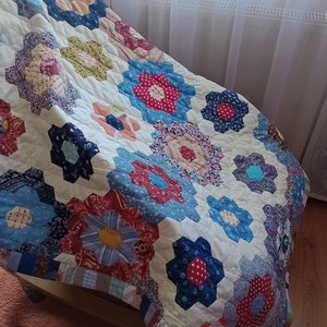 Zerowaste steppelt takaró nagymama virágoskertje mintával  - otthon & életmód - lakástextil - felnőtt takaró, pléd - Meska.hu