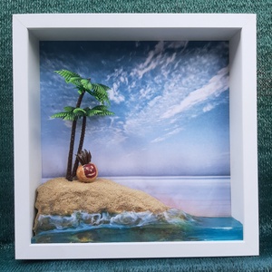 Miniatűr táj a dobozban - lakatlan sziget :), Otthon & Lakás, Dekoráció, Kép & Falikép, 3d képek, Mindenmás, MESKA