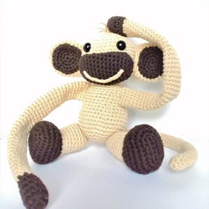 Függönyelkötő majom horgolt amigurumi figura  - otthon & életmód - babaszoba, gyerekszoba - babaszoba dekoráció - Meska.hu