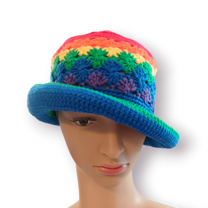 Horgolt szivárvány Bucket kalap - Meska.hu