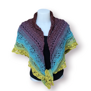 Színátmenetes fonalból horgolt, elegáns kendő  - ruha & divat - sál, sapka, kendő - kendő - Meska.hu