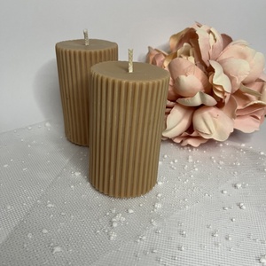 Csíkos henger alakú formagyertya - otthon & életmód - gyertya, illat, aroma - gyertya - Meska.hu