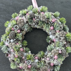 Karácsonyi koszorú, ajtódísz, Karácsony, Adventi díszek, Adventi ajtódísz, Virágkötés, MESKA