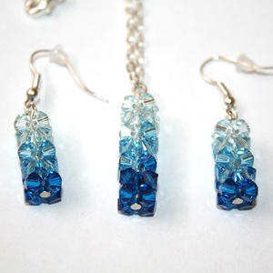 Kék szivárvány swarovski szett - Meska.hu