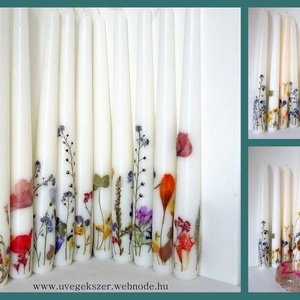 Hosszú vékony virágos gyertya 1 db 700 Ft -  - Meska.hu