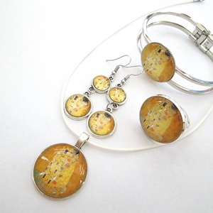 Klimt: Anya gyermekével medál fülivel - ékszer - ékszerszett - Meska.hu