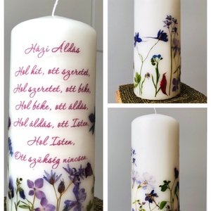 Házi áldás, virágos gyertya - otthon & életmód - gyertya, illat, aroma - gyertya - Meska.hu