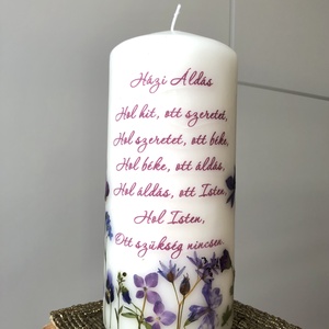 Házi áldás, virágos gyertya, Otthon & Életmód, Gyertya, illat, aroma, Gyertya, Gyertya-, mécseskészítés, MESKA