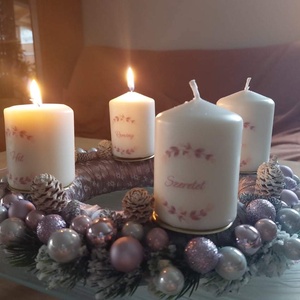 4 db Adventi gyertya (felirattal) koszorú nélkül! - karácsony - adventi díszek - adventi gyertyadíszek és koszorúdíszek - Meska.hu