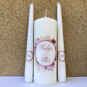 Esküvői gyertya szett 3 darabos - felirattal is - esküvő - dekoráció - gyertya & gyertyatartó - Meska.hu