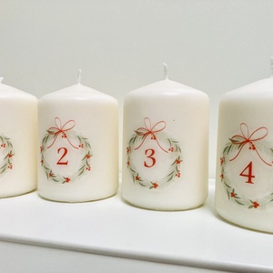 4 db-os Adventi gyertya szett (felirattal)  - karácsony - adventi díszek - adventi gyertyadíszek és koszorúdíszek - Meska.hu