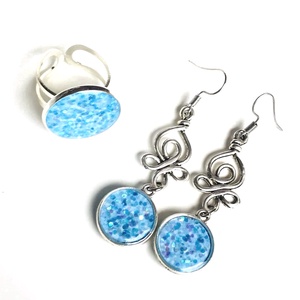 Csillogós lógós fülbevaló, Ékszer, Ékszerszett, Ékszerkészítés, Üvegművészet, MESKA